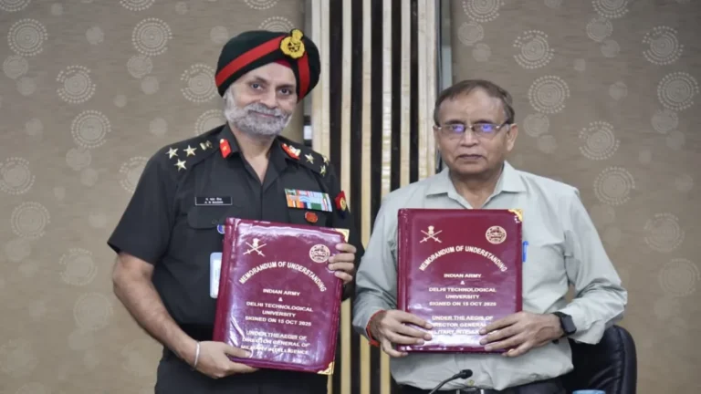 Indian Army signs MoU with Delhi Technological University to boost defence technology and AI skills